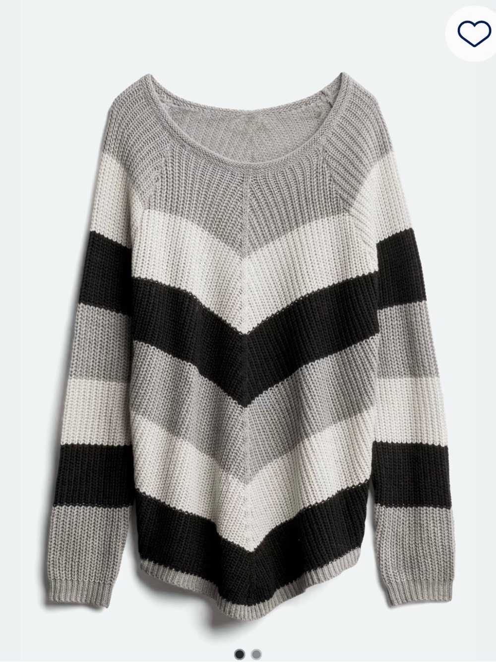 RD Style Chevron Stripe Crewneck Sweater in Gray, Black & Cream